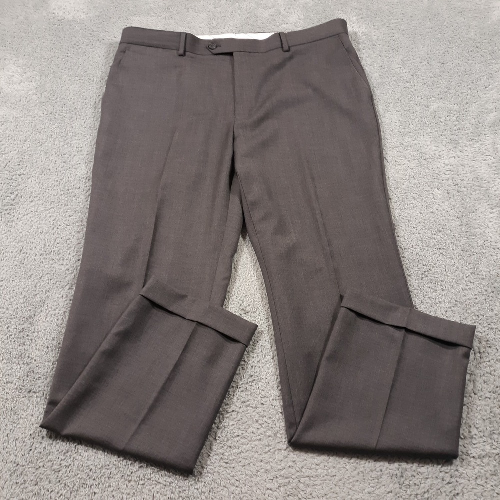 Mantoni Super 140's Dress Pants Mens Size 36 x 32.5 Gray Virgin Wool Milan Italy